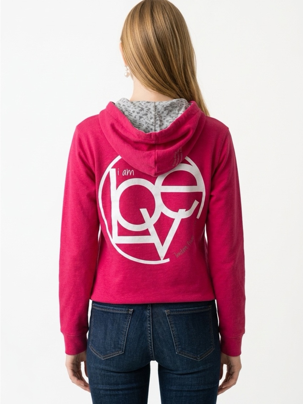 I am love life hooded crewneck sweatshirt long sleeves‎ logo back size large